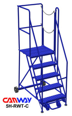 5 Step 60° Mobile Ladder Stand w/Diamond Channel Grating, Right Walk Through