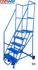 5 Step 60° Mobile Ladder Stand with Diamond Channel Grating and Extended Platform