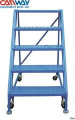 5 Step 60° Mobile Ladder Stand-No handrail, with Diamond Channel Grating and Extended Platform