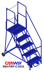 5 Step 60° Mobile Ladder Stand w/Diamond Channel Grating, Front Walk Through