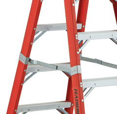 FEATHERLITE 6608-AA 8′ SUPER-HEAVY DUTY FIBERGLASS STEPLADDER