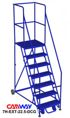 7 Step 60° Mobile Ladder Stand with Diamond Channel Grating and Extended Platform