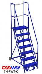 7 Step 60° Mobile Ladder Stand w/Diamond Channel Grating, Front Walk Through