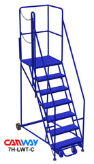 7 Step 60° Mobile Ladder Stand w/Diamond Channel Grating, Left Walk Through