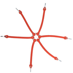 Kinedyne Grip Link Tire Chain Bungee showing six heavy-duty rubber arms and zinc-plated hooks for chain tensioning