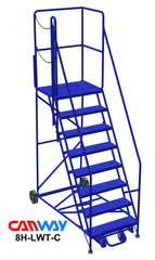 8 Step 60° Mobile Ladder Stand w/Diamond Channel Grating, Left Walk Through