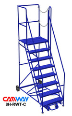 8 Step 60° Mobile Ladder Stand w/Diamond Channel Grating, Right Walk Through