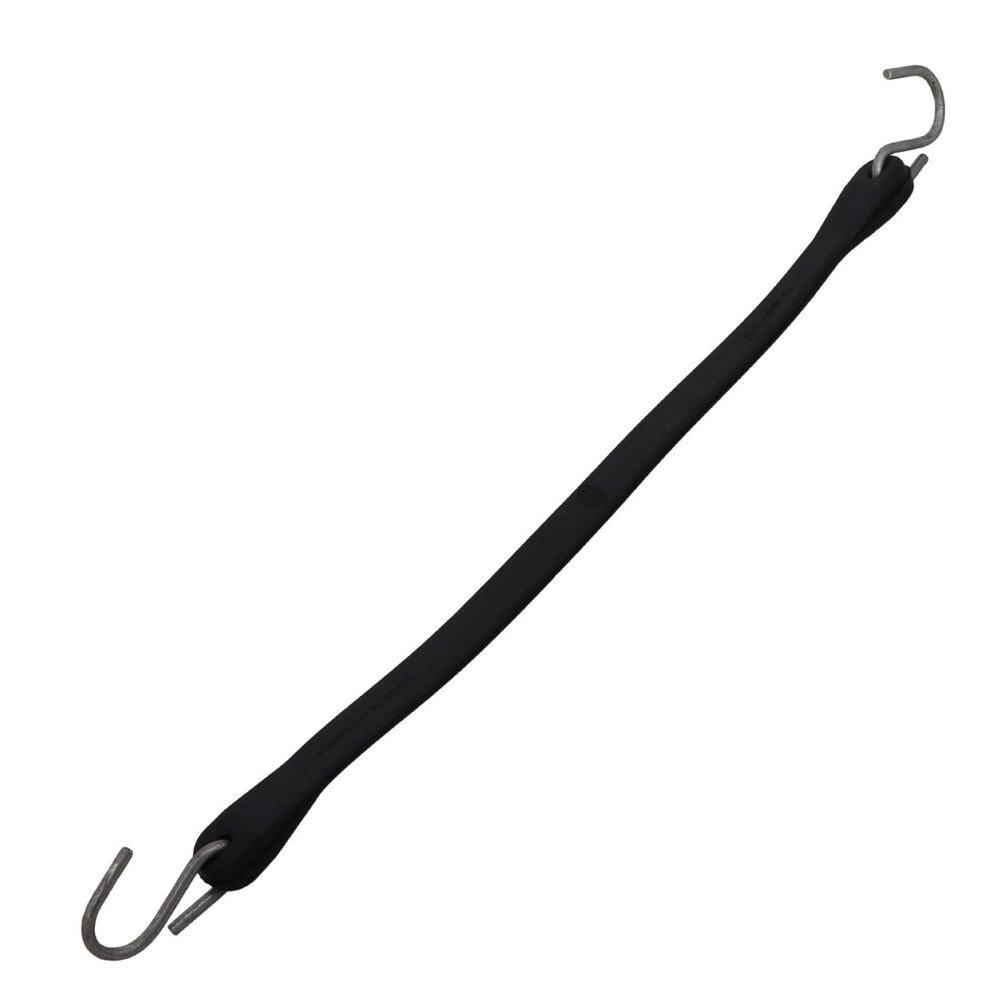 Kinedyne 15" EPDM Rubber Tarp Tie by Kinedyne showing rubber tie with crimped S hooks for flatbed tarp securement
