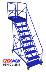 9 Step 50° Cantilever Mobile Ladder Stand, 28" overhang
