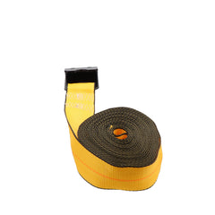 Kinedyne 3" by 27' Flat Hook Winch Strap by Kinedyne showing polyester webbing and 1021 flat hook with abrasion clip
