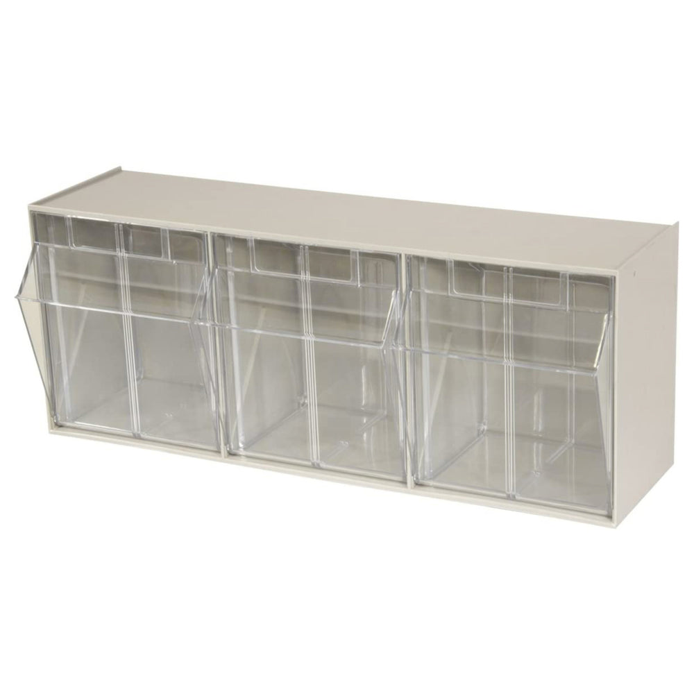 Beige 3-Compartment Tilt View Bin by FarrellPack