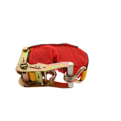 Kinedyne 2" by 27' Wire Hook Ratchet Strap w/ StrapPak from Kinedyne showing strap, ratchet, hook and StrapPak