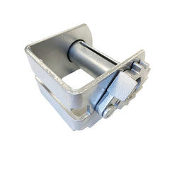 Kinedyne Standard Silver Powder Coated Sliding Double L Winch for flatbed tie-downs, durable zinc-plated and powder-coated steel