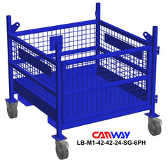 Certified Lift Basket Mesh 1000 LBS. CAP. c/w Single Gate and 6PH-TLB Casters