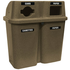 Sandstone Duo Bullseye Recycling Container 36"x19"x38" - TS565SANDSTONE