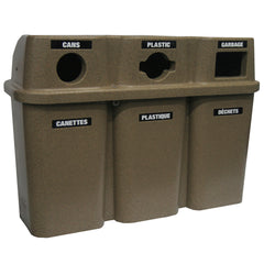 Trio Bullseye Sandstone Recycling Containers 54"x19"x38" - TS575SANDSTONE