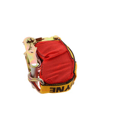 Kinedyne 2" by 30' Wire Hook Ratchet Strap w/ StrapPak‚ product showing ratchet, hook, webbing, and StrapPak by Kinedyne