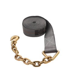 Kinedyne 3" by 30' Rhino MAX 18" Chain Anchor Winch Strap showing Rhino MAX webbing and Grade 43 chain anchor