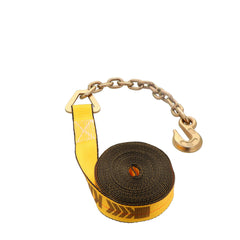 Kinedyne 2" by 30' Chain Anchor Winch Strap showing webbing and Kinedyne 3705-2 chain anchor fittings