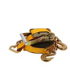 Kinedyne 2" by 30' Chain Anchor Wide Handle Ratchet Strap by Kinedyne for industrial cargo securement, polyester webbing and chain anchor fittings