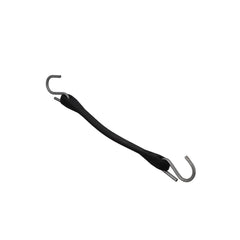 Kinedyne 9" EPDM Rubber Tarp Tie by Kinedyne shown with tempered steel S-hooks for heat and UV-resistant cargo tarping