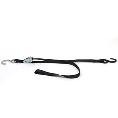 Kinedyne Pair of 1" by 5' S Hook Cam Buckle Straps showing 1-inch polyester webbing, cam buckles and vinyl-coated S hooks by Kinedyne