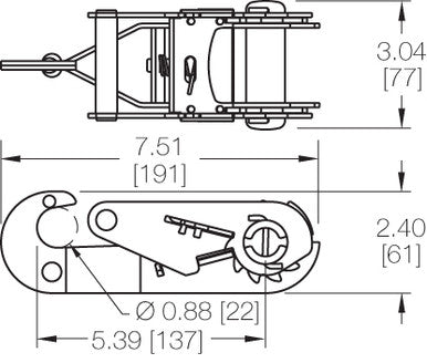 Kinedyne 1 3/4" Standard Handle Hook End Ratchet