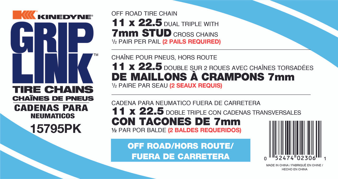 Kinedyne Grip Link Off-Road 7mm 11 x 22.5 Dual-Triple Stud Cross Tire Chains product image