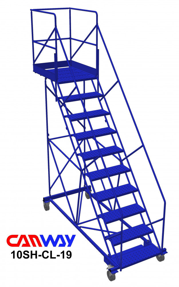 10 Step 50° Cantilever Mobile Ladder Stand, 28" overhang