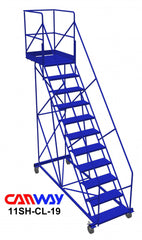 11 Step 50° Cantilever Mobile Ladder Stand, 28" overhang