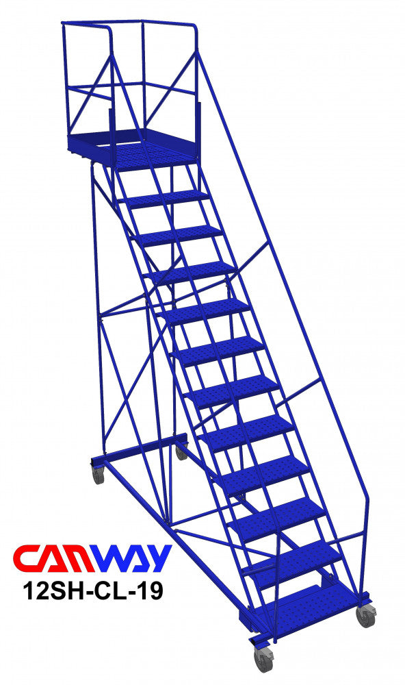 12 Step 50° Cantilever Mobile Ladder Stand, 19" overhang