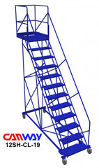 12 Step 50° Cantilever Mobile Ladder Stand, 19" overhang