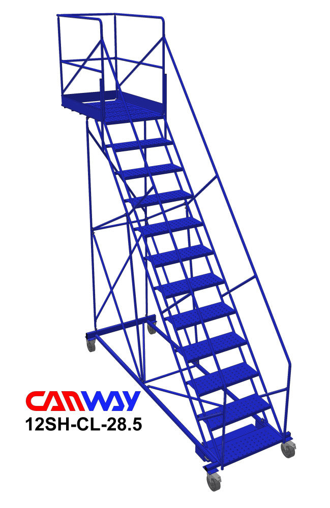 12 Step 50° Cantilever Mobile Ladder Stand, 28" overhang