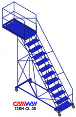 12 Step 50° Cantilever Mobile Ladder Stand, 38" overhang