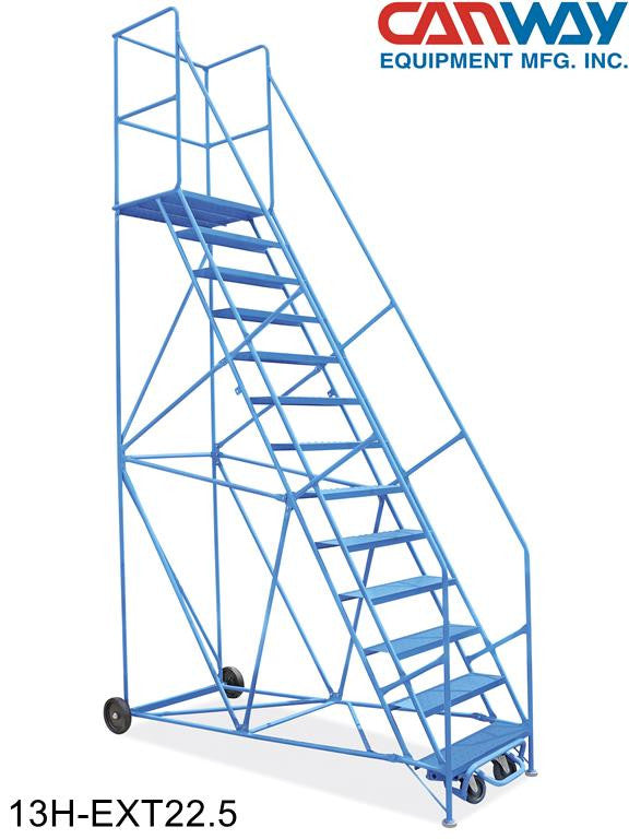 18 Step 60° Mobile Ladder Stand with Diamond Channel Grating and Extended Platform