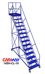 14 Step 50° Cantilever Mobile Ladder Stand, 19" overhang