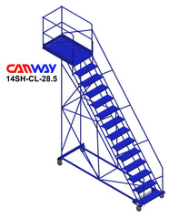 14 Step 50° Cantilever Mobile Ladder Stand, 28" overhang