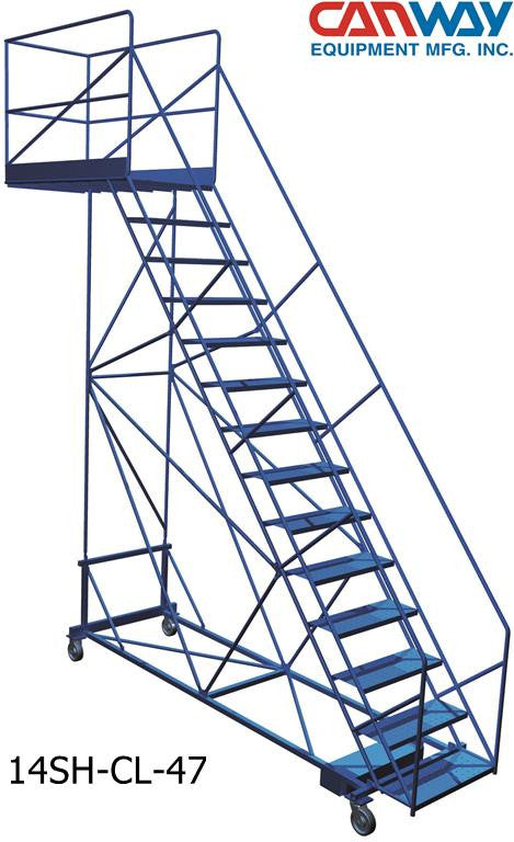 14 Step 50° Cantilever Mobile Ladder Stand, 47" overhang