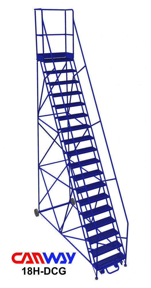 18 Step 60° Mobile Ladder Stand with Diamond Channel Grating