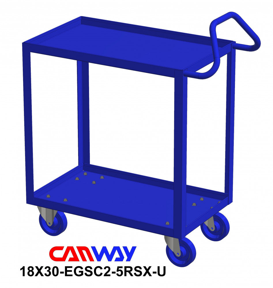 Service Cart Two Shelf with Ergonomic Handle