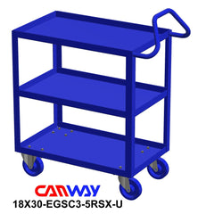 Service Cart Three Shelf with Ergonomic Handle