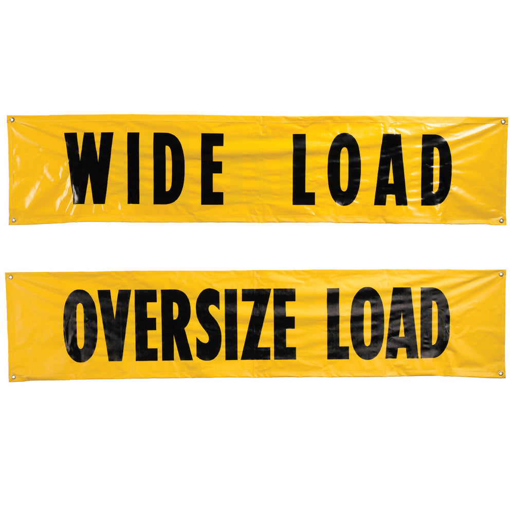 Kinedyne 18" by 84" Reversible "Wide Load" & "Oversize Load" Banner by Kinedyne with sewn-in ropes and brass grommets