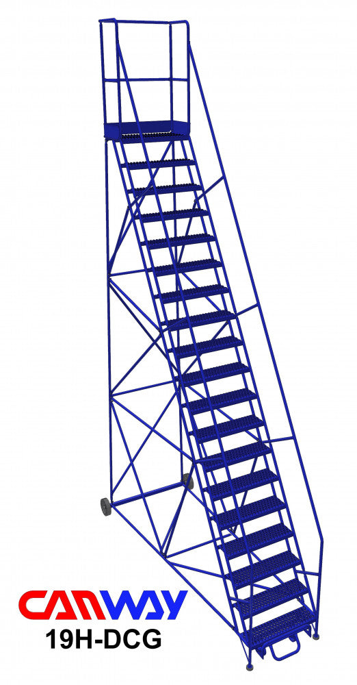 19 Step 60° Mobile Ladder Stand with Diamond Channel Grating