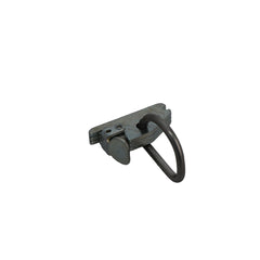 Kinedyne Series E or A Securement Point Fitting w/ 2 inch D-Ring showing zinc-plated heat-treated carbon steel anchor fitting