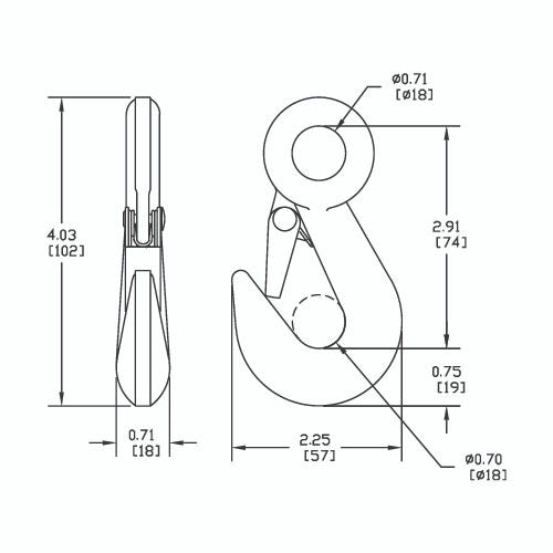 Kinedyne Eye-Hole Snap Hook by Kinedyne, zinc-plated heat-treated carbon steel snap hook for cargo securement