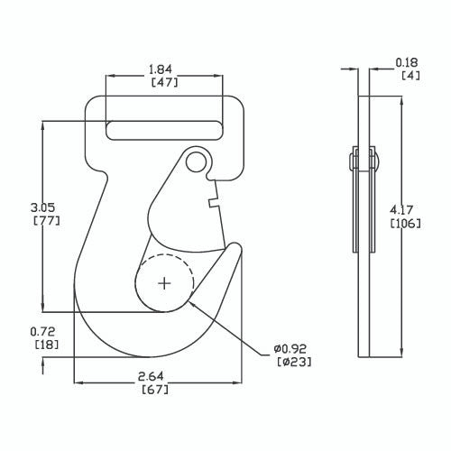 Kinedyne 2" Snap Hook - FE7900-1 by Kinedyne, zinc-plated flat snap hook for 2-inch webbing, 2,000 lb capacity