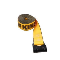 Kinedyne 3" by 27' Flat Hook Winch Strap by Kinedyne showing polyester webbing and 1021 flat hook with abrasion clip