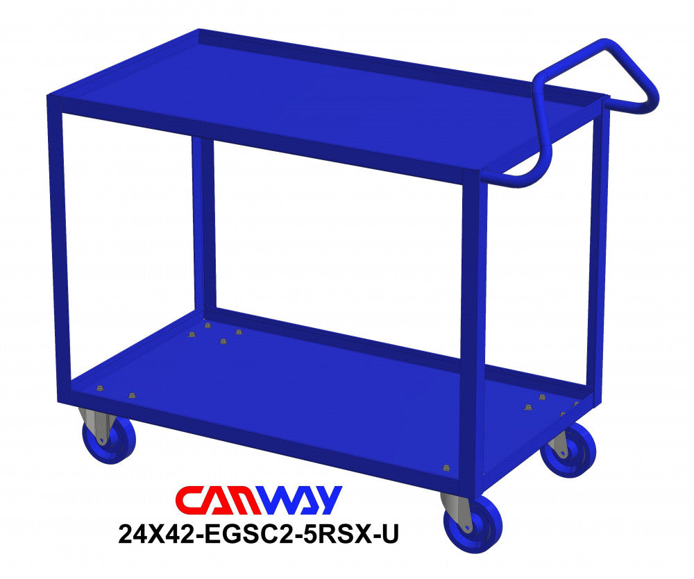 Service Cart Two Shelf with Ergonomic Handle