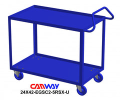 Service Cart Two Shelf with Ergonomic Handle