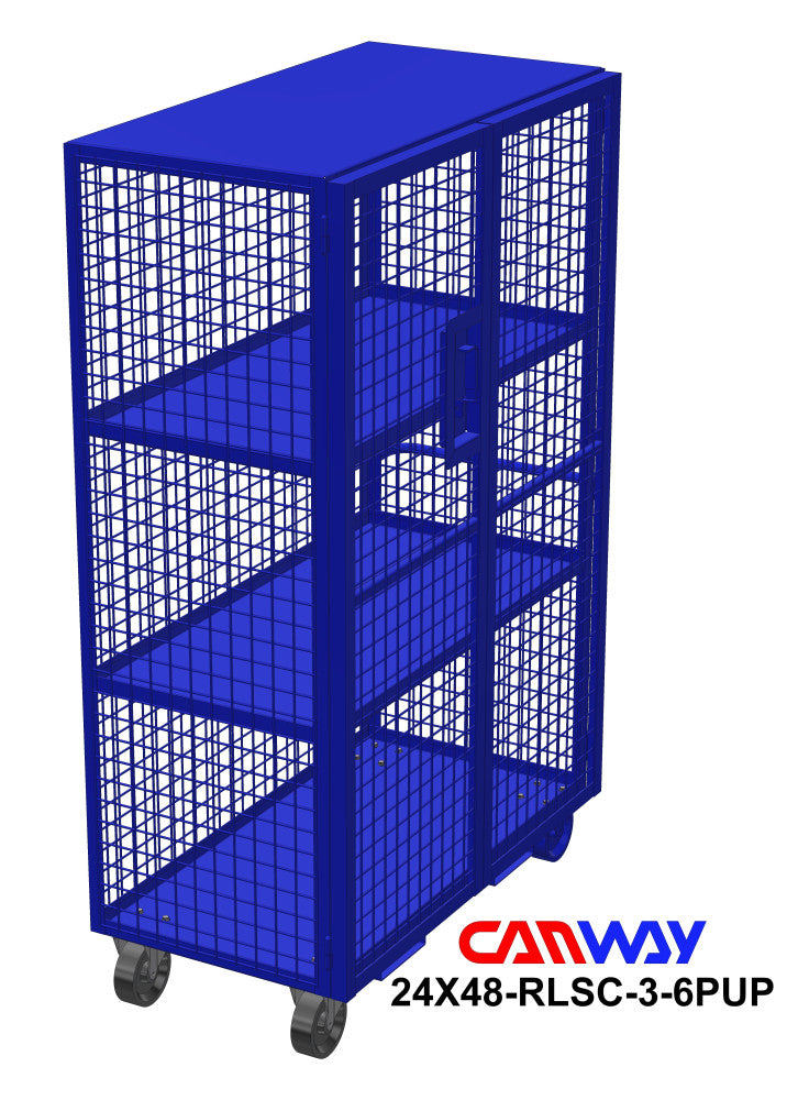 Rolling Lock-up Security Cart, Three Shelf